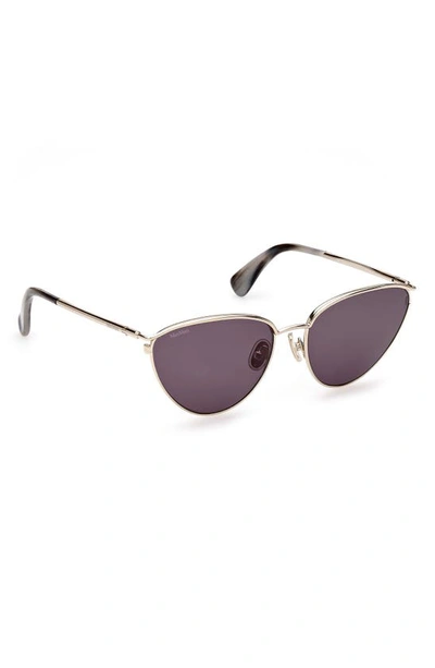 Shop Max Mara 56mm Pilot Sunglasses In Gold/ Black Horn/ Blue