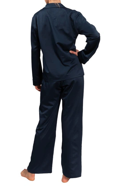 Everyday Ritual Allison/angela Button-down Cotton Pajama Set In Inky Blue