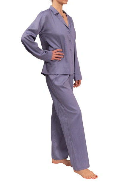 Everyday Ritual Allison/angela Button-down Cotton Pajama Set In Violet