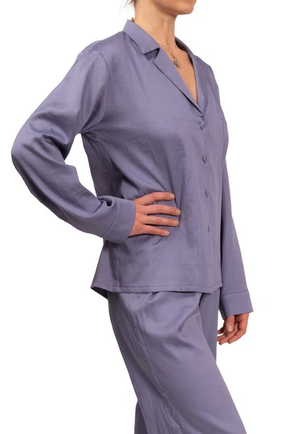 Everyday Ritual Allison/angela Button-down Cotton Pajama Set In Violet