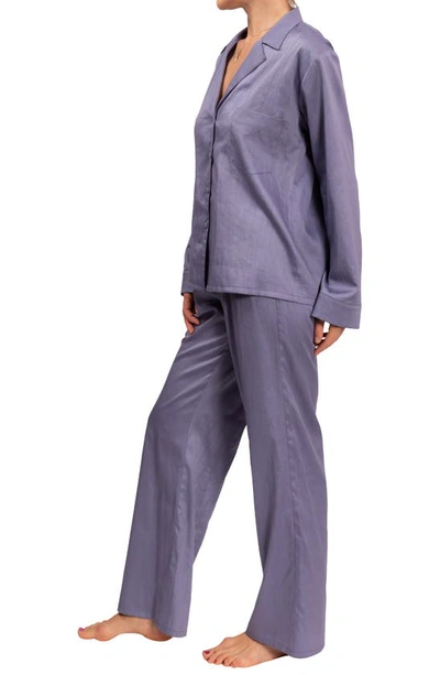 Everyday Ritual Allison/angela Button-down Cotton Pajama Set In Violet