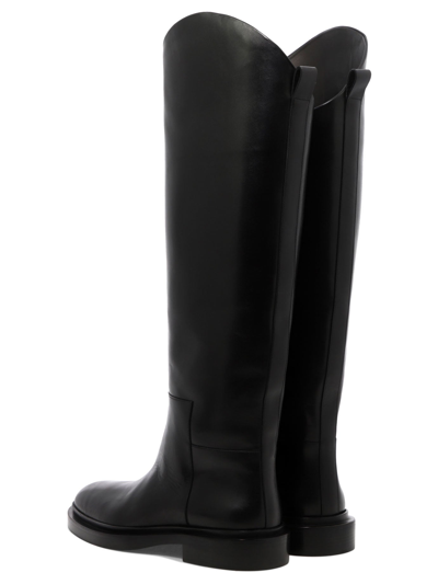 Shop Jil Sander Leather Slip-into Boots In Black