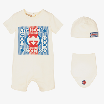 Shop Gucci Ivory Cotton Babysuit Gift Set