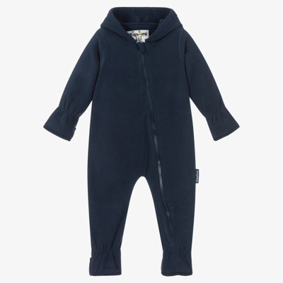 Shop Playshoes Navy Blue Fleece Baby Pramsuit