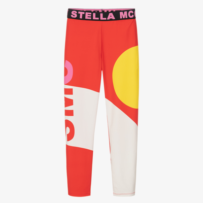 Shop Stella Mccartney Kids Teen Girls Smc Logo Active Leggings In Red