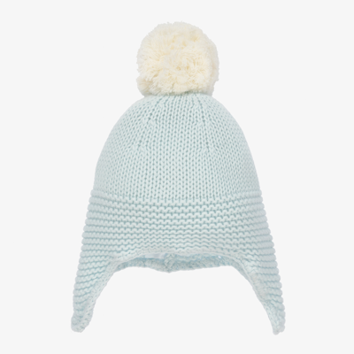 Shop The Little Tailor Blue Cotton Knit Bobble Hat