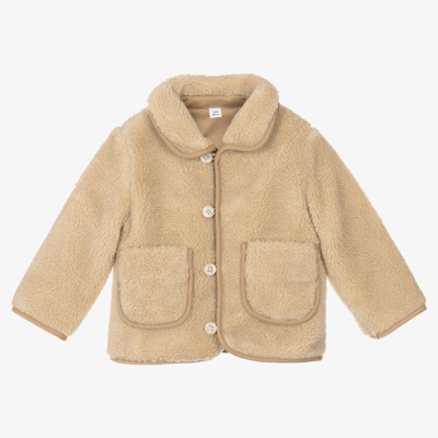 Shop Burberry Beige Faux Fur Baby Jacket