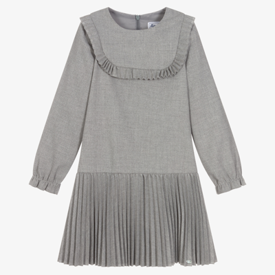 Shop Tartine Et Chocolat Girls Grey Pleated Trim Dress