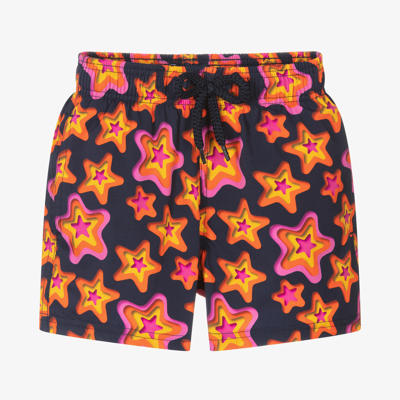 Shop Vilebrequin Boys Star Pattern Swim Shorts In Blue