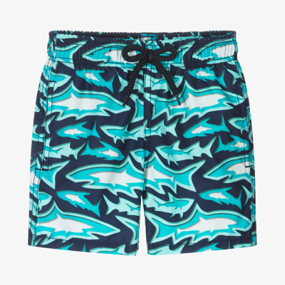 Shop Vilebrequin Boys Blue Shark Swim Shorts