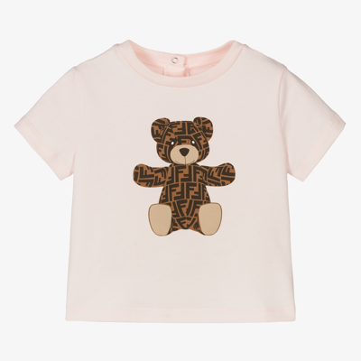 Shop Fendi Baby Girls Pink Ff Teddy T-shirt