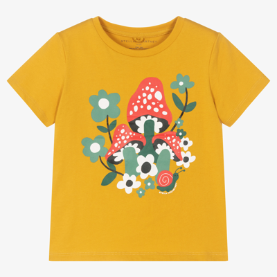 Shop Stella Mccartney Kids Girls Yellow Mushrooms T-shirt