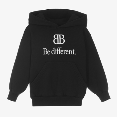 Shop Balenciaga Black Cotton Bb Logo Hoodie