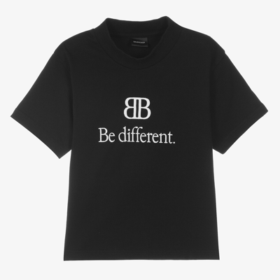 Shop Balenciaga Black Cotton Bb Logo T-shirt