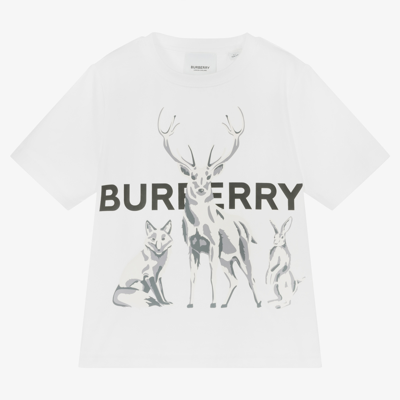 Shop Burberry Boys White Logo T-shirt