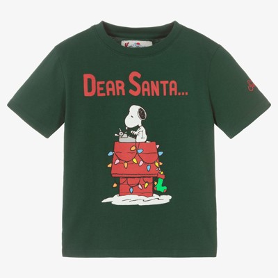 Shop Mc2 Saint Barth Boys Green Cotton Snoopy T-shirt