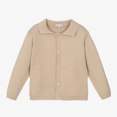 Shop Beatrice & George Beige Ribbed Cotton Cardigan