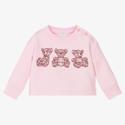Shop Burberry Baby Girls Pink Bear Sweatshirt