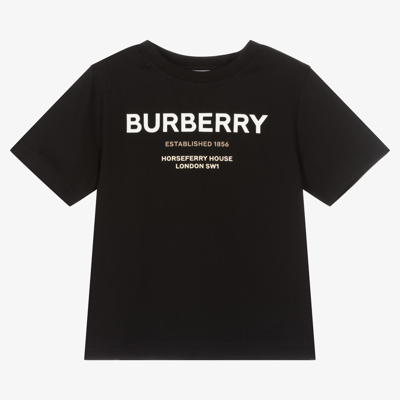 Shop Burberry Black Cotton Logo T-shirt