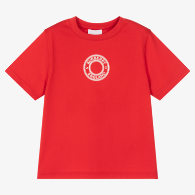 Shop Burberry Red Cotton Logo T-shirt