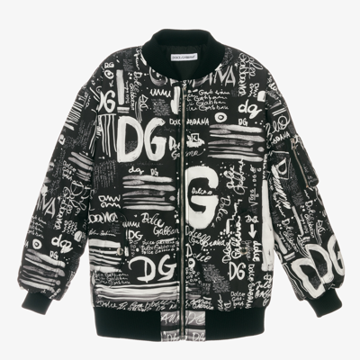 Shop Dolce & Gabbana Teen Boys Black Bomber Jacket