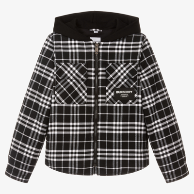 Shop Burberry Teen Boys Black Check Jacket