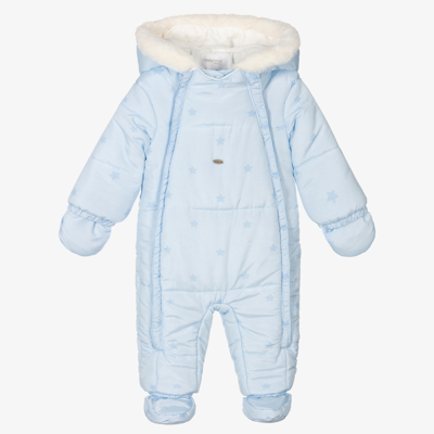 Shop Mayoral Newborn Light Blue Stars Baby Snowsuit