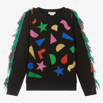 Shop Stella Mccartney Kids Teen Girls Black Glitter Shapes Sweatshirt