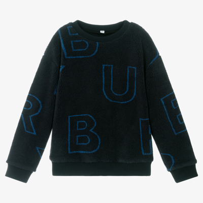 Shop Burberry Teen Boys Blue Fleece Sweatshirt