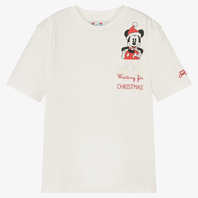 Shop Mc2 Saint Barth Teen Boys Ivory Disney T-shirt