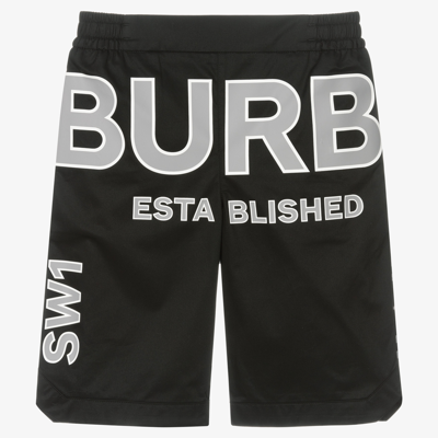 Shop Burberry Teen Boys Black Logo Shorts