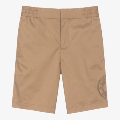 Shop Burberry Teen Boys Beige Cotton Logo Shorts