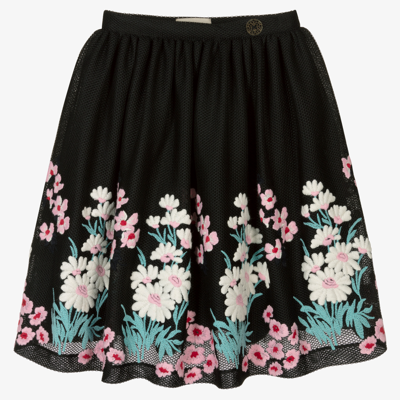 Shop Elie Saab Teen Girls Black Floral Skirt