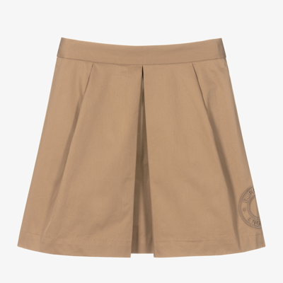 Shop Burberry Teen Girls Beige Cotton Logo Skirt