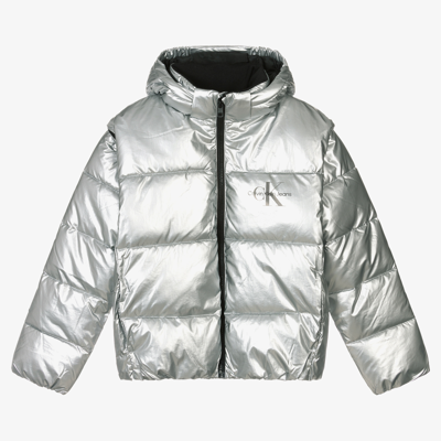 Shop Calvin Klein Jeans Est.1978 Teen Girls Silver 2-in-1 Jacket