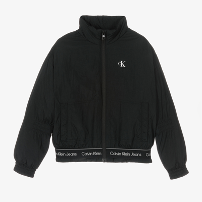 Shop Calvin Klein Jeans Est.1978 Girls Black Padded Logo Tape Jacket