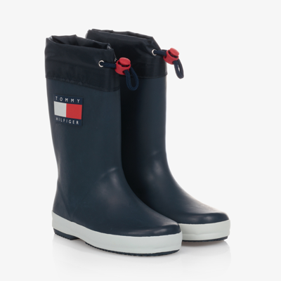Shop Tommy Hilfiger Teen Navy Blue Logo Rain Boots