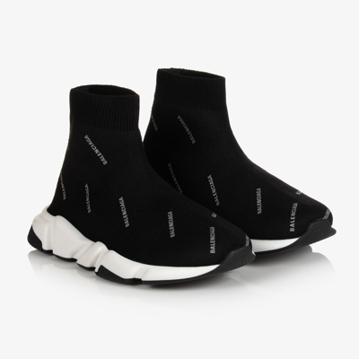 Shop Balenciaga Black Speed Logo Trainers