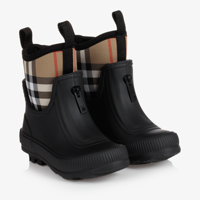 Shop Burberry Black Vintage Check Rain Boots