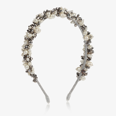 Shop Sienna Likes To Party Girls Silver Pearl Hairband