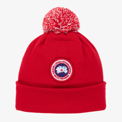 Shop Canada Goose Red Merino Wool Pom-pom Hat