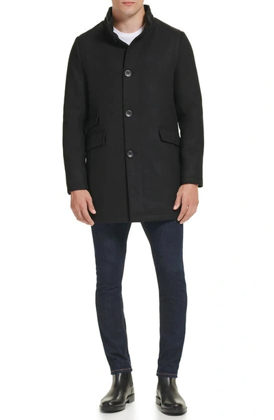 Kenneth Cole New York Melton Walker Coat In Black