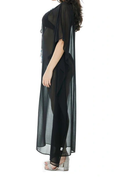 Ranee's Beaded Mesh Woven Kaftan Coverup In Black