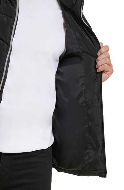 Kenneth Cole New York Faux Memory Full Zip Mixed Quilted Puffer Jacket In Black