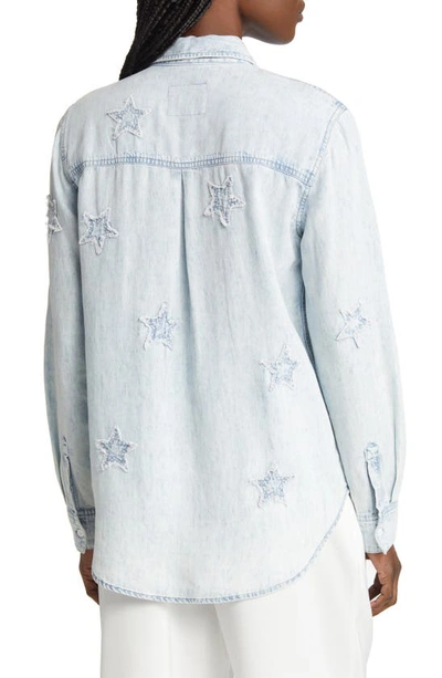 Shop Rails Ingrid Star Appliqué Long Sleeve Button-up Shirt In Light Acid Stars