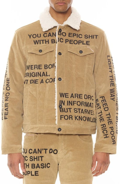 Shop Cult Of Individuality Type Ii Corduroy Jacket With High Pile Fleece Lining In Beige