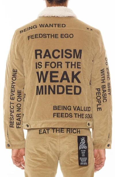Shop Cult Of Individuality Type Ii Corduroy Jacket With High Pile Fleece Lining In Beige