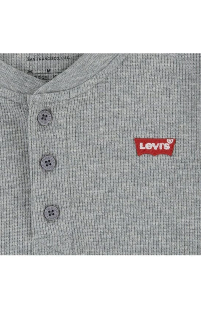 Shop Levi's Kids' Thermal Henley Long Sleeve Top In Grey Heather