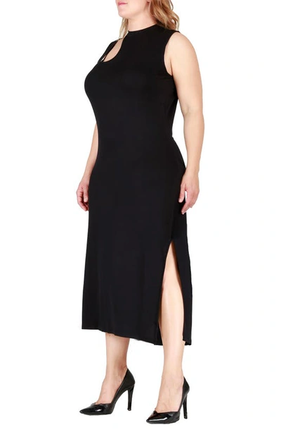 S And P Cutout Sleeveless Midi Dress In Black