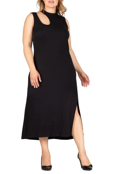 S And P Cutout Sleeveless Midi Dress In Black